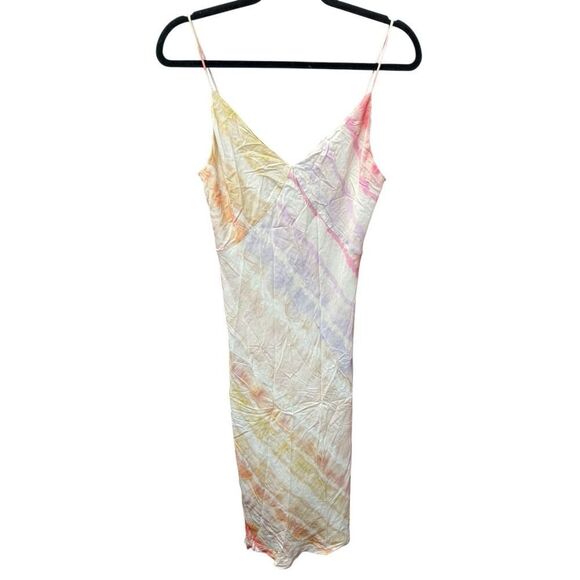 AllSaints Melody Marea Sunset Tie-Dye Silk Slip Dress Watercolor Midi sz 8 US - Picture 9 of 15